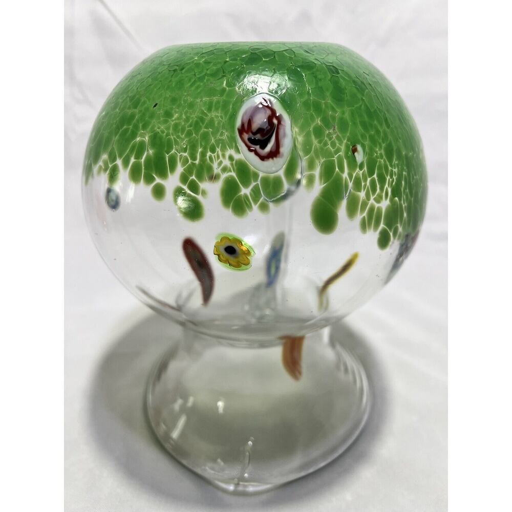 Vintage Murano Millefiori Hand Blown Art Glass Water Pitcher Green Clear 8" - Picture 6 of 8